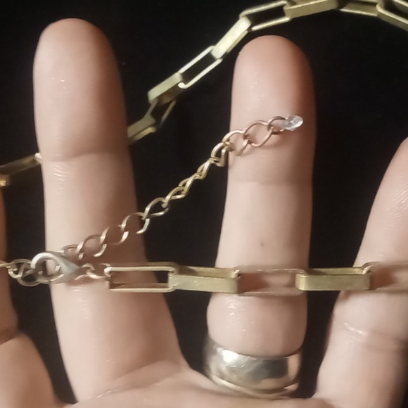 Gold wash paperclip chain 20 +2 square link necklace. - Picture 5 of 5